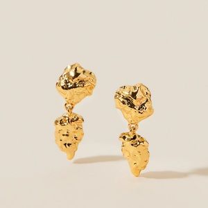 Alexis Bittar Gold Nugget Earrings 14K Gold Plated